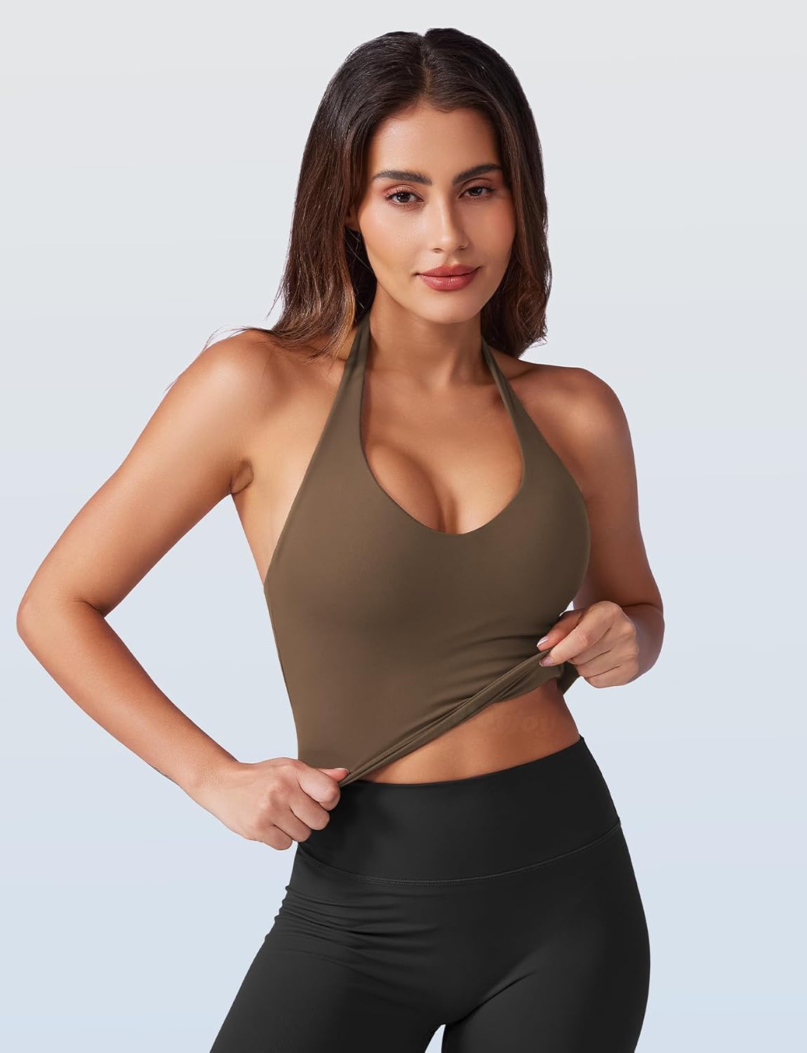 VOYJOY Women Halter Crop Top Padded V Neck Backless Sleeveless Workout Halter Tank Tops Going Out Yoga Gym Clothes - Image 4