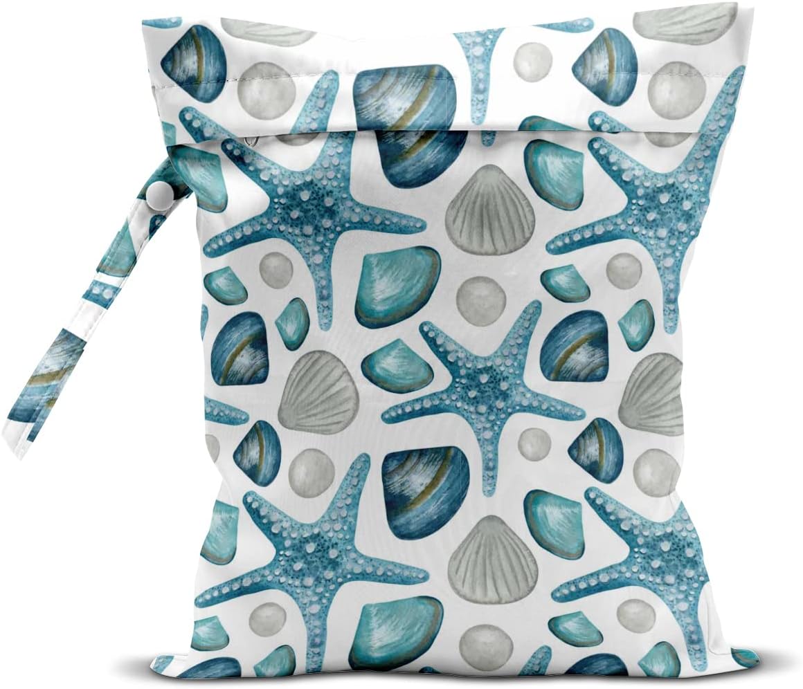 zcyxuuw Wet Dry Bag Wet Bag for Swimsuit Travel Beach Pool Diapers Dirty Yoga Gym Clothes Makeup Bags Beach Wedding Supplies Waterproof Reusable Shell Pearl Starfish Whale Starfish