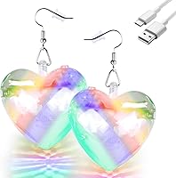 Vista 26 de RAHAN LED Earrings Disco Ball 16 Colors Light,Rechargeable Light Projecting Light up Earrings for Women Dance Party Halloween Costume Accessories