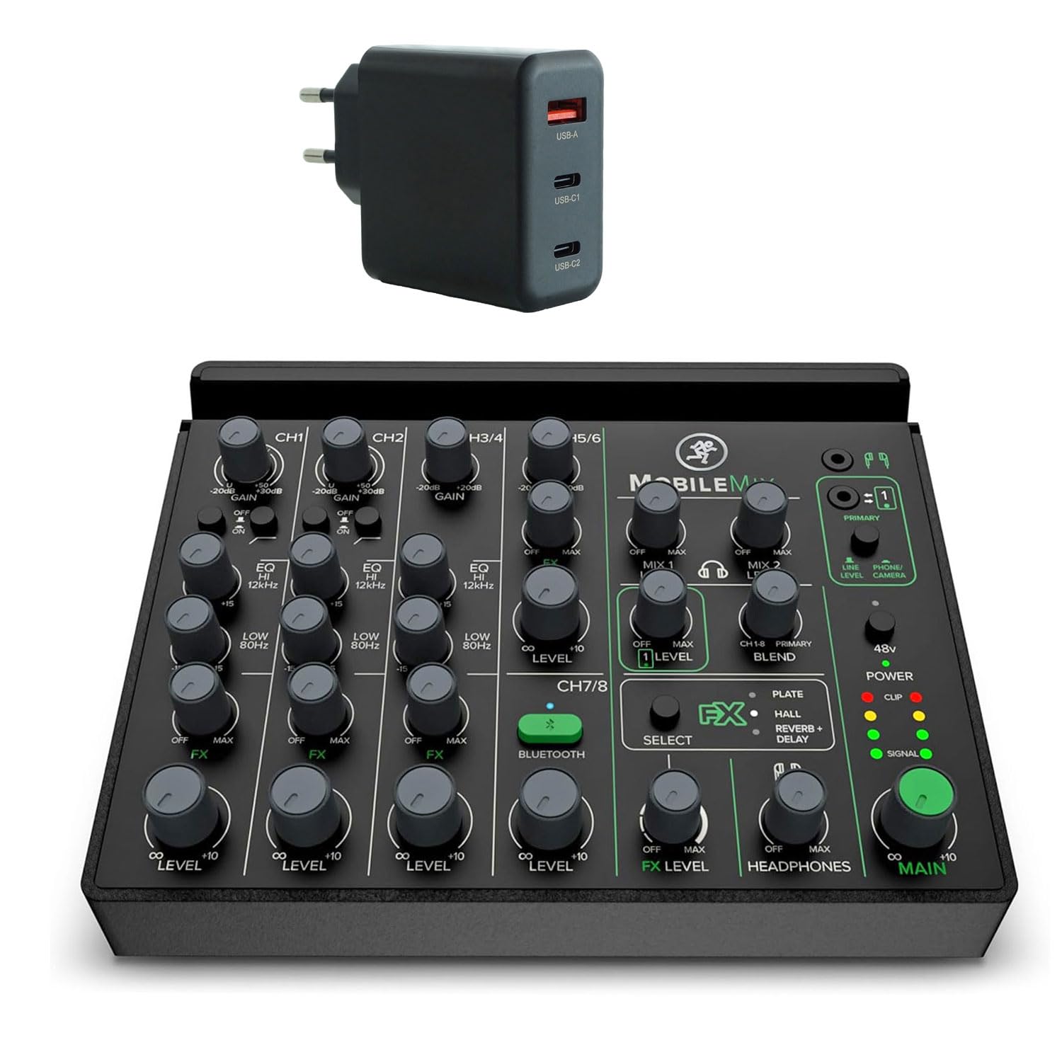 Mackie MobileMix Mobiler 8-Kanal Analog-Mixer Mischpult mit keepdrum Schnell-Ladegerät