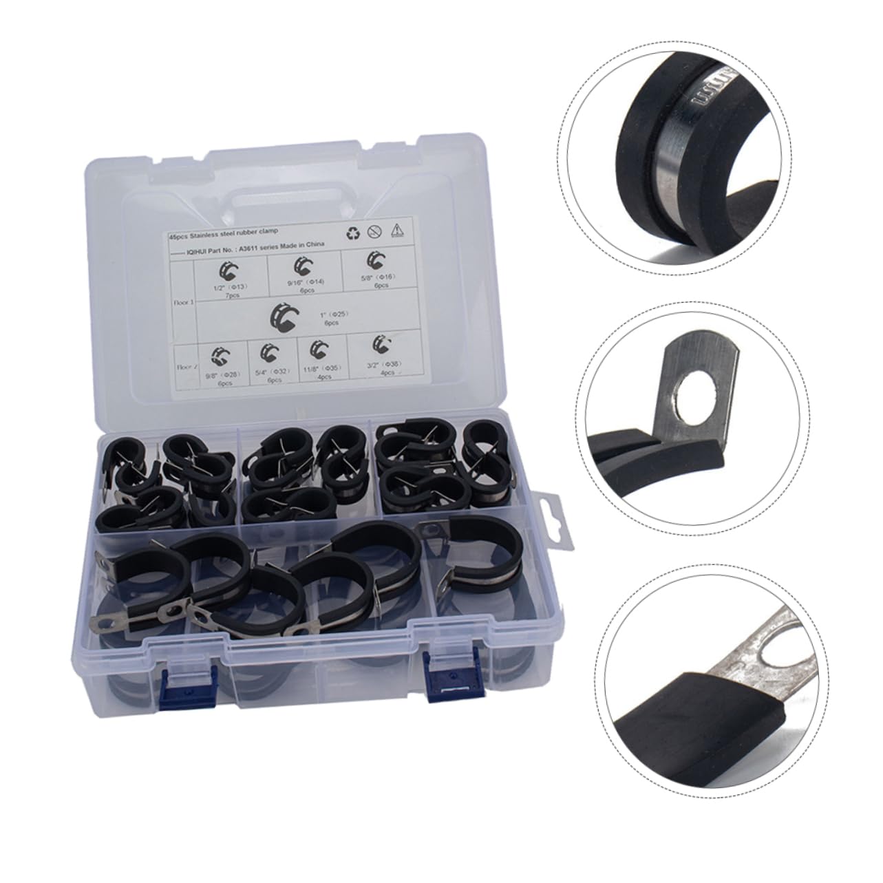 Collier de Serrage en Acier Inoxydable 45 Pièces, Pince de R