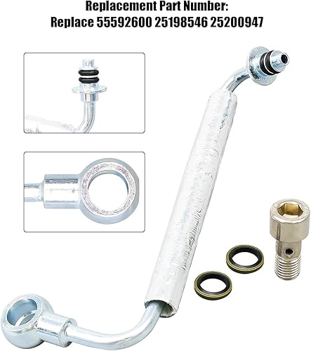 Miniatura 6 de Kit de 4 tubos de drenaje y alimentación de aceite turbo para Buick Encore 2013-2019 Chevrolet Cruze Sonic Trax 14L L4 de repuesto 25198546 55587854