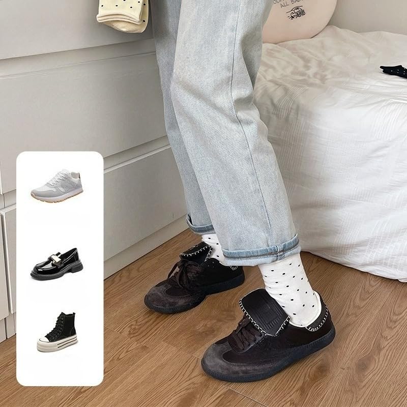 Image of Kelabia 6 Pair Cute Cotton Socks Kawaii Bear Ankle Preppy Ruffle Socks for Women Japanese Fall Vintage Crew Socks