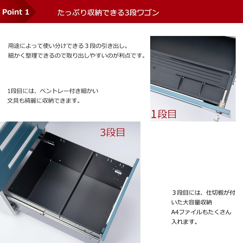 Amazon.co.jp: デスクワゴン 鍵付きキャビネット デスクワゴン