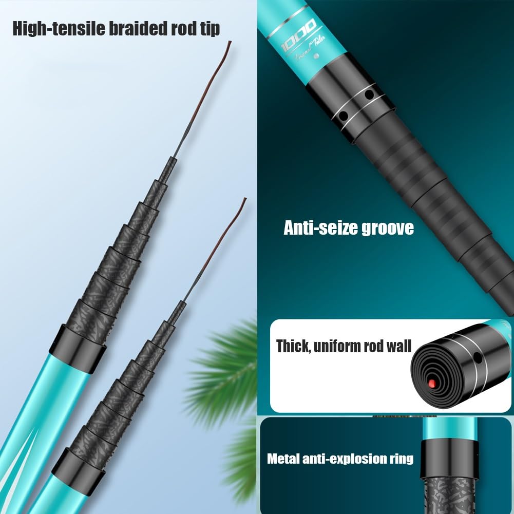Canna da pesca telescopica da 8 m - 13 m in carbonio super resistente | 8m