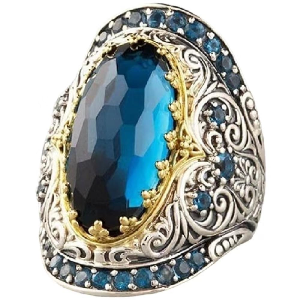 925 sterling silver moonstone gemstone engagement wedding ring Lady natural Topaz ring 18k gold-plated party engagement ring CZC851(US Code) (US Code6)