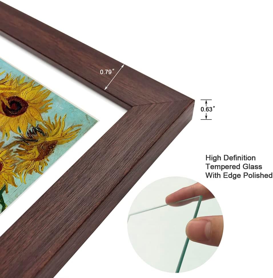 11x14 Picture Frame Set of 6 for Pictures 8x10 with Mat or 11x14 Without Mat, Wall or Tabletop Gallery Photo Frames Walnut