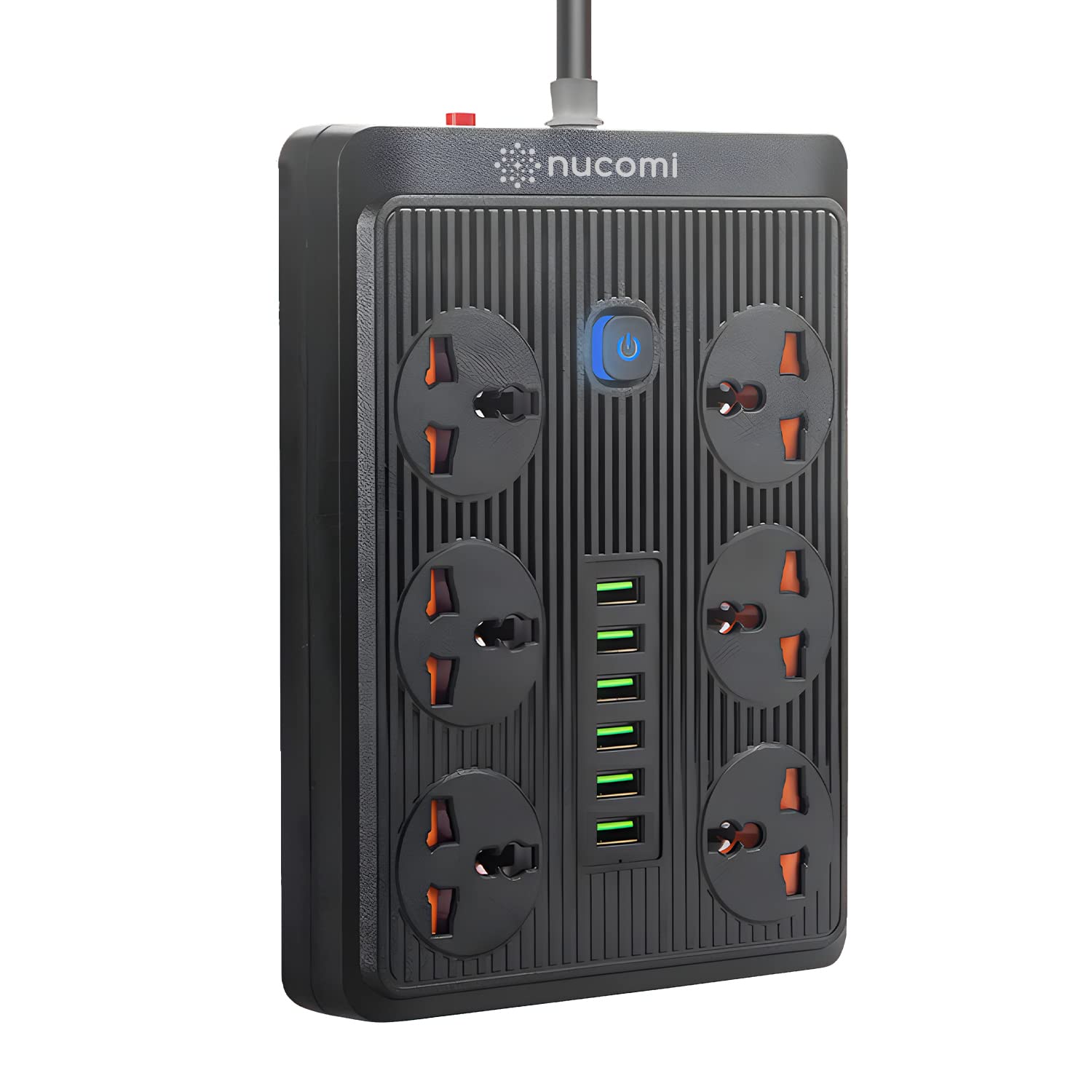 Universal Extension Power Strip w/Wireless Charger, 6 AC Outlets, 4USB+2 PD Cube Charging Station, Anti-Static, Automatic Surge Protector, Smart Socket for Home Travel & Office (Black-20x15cm)