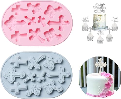 Miniatura 3 de OURASHERO 2 moldes de fondant para pasteles en forma de cruz, decoración de pasteles, decoración de cupcakes, arcilla de silicona, caramelo de