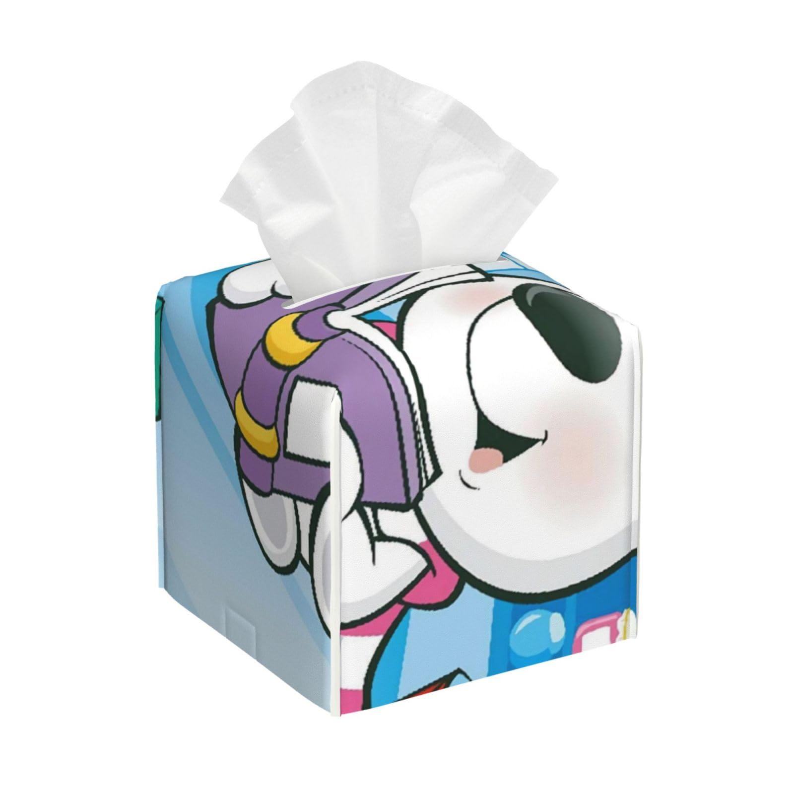 Children Cartoon Polar Bear and Penguin are Reading PVC Cube Tissue Pack for Home Office Bathroom Use