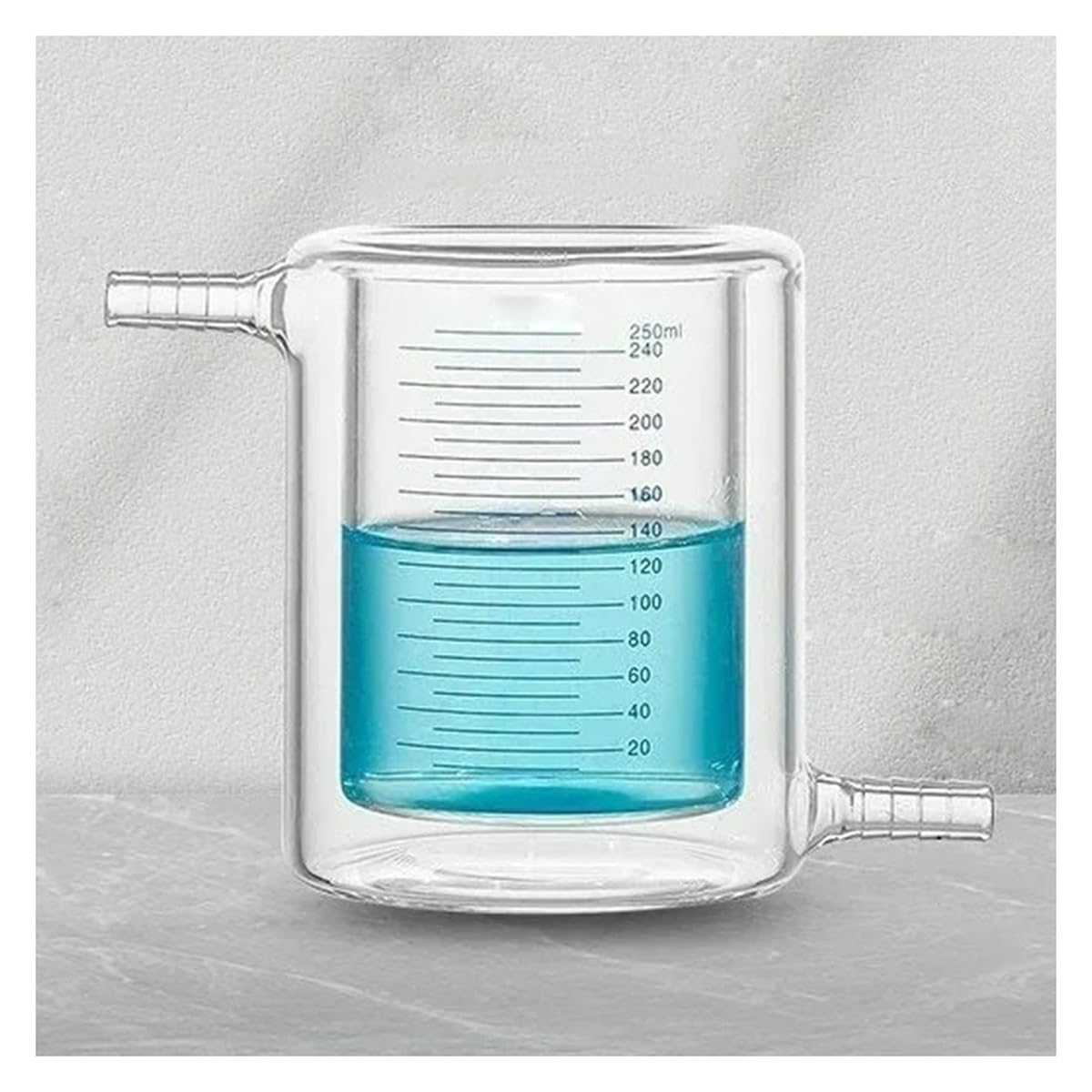 Vaso de precipitados con camisa de doble capa de 10 ml a 1000 ml, vaso de precipitados experimental con camisa de laboratorio de vidrio de borosilicato alto(250ML)