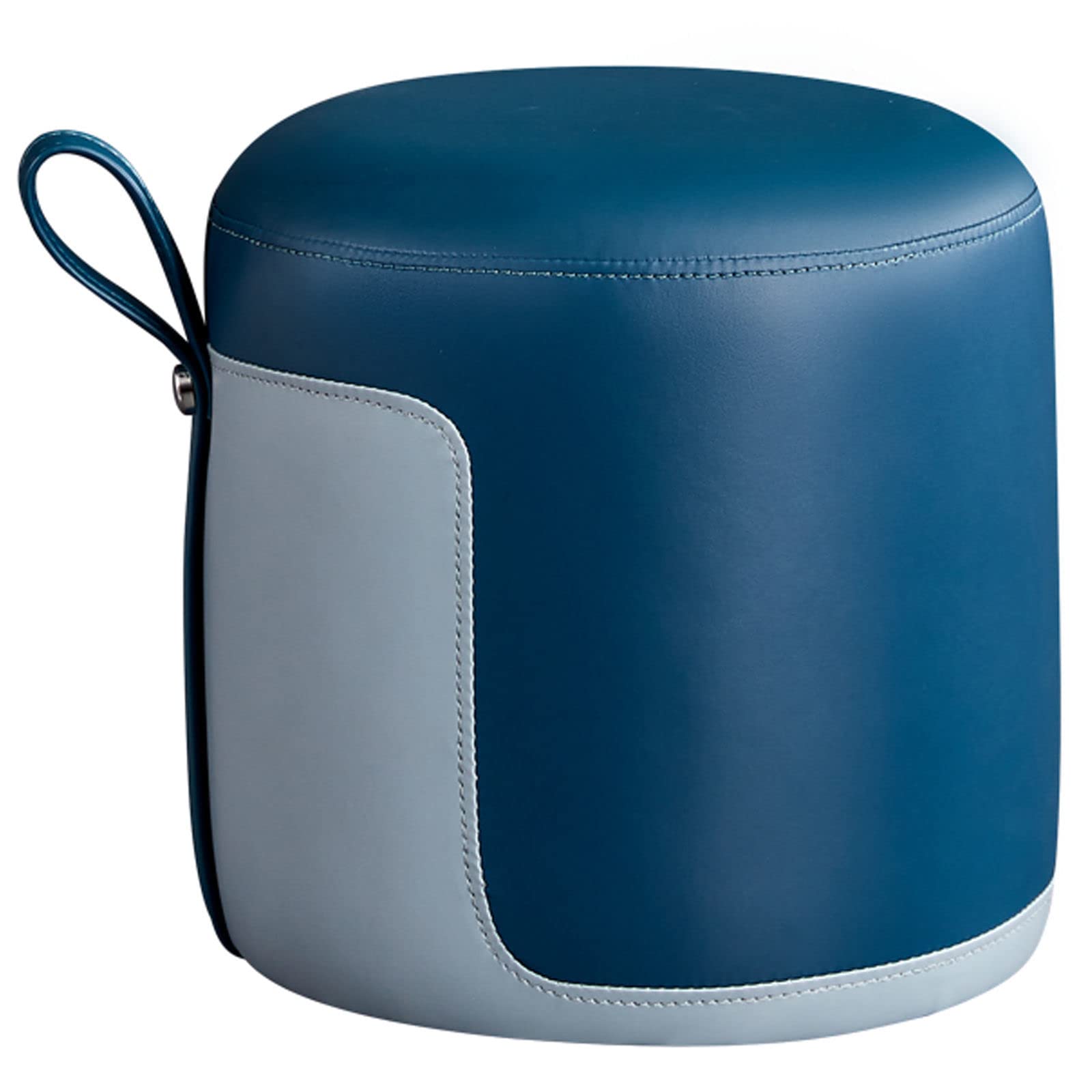 Pouf ottoman rond en PU repose-pieds bleu ciel portable