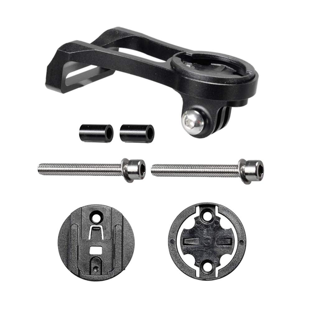 Out Front Bike Computer Mount Aluminium Alloy Stem Extension Mount Holder for GoPro Garmin Cateye Bryton GPS Computer & Sports Camera (Black)-image-25