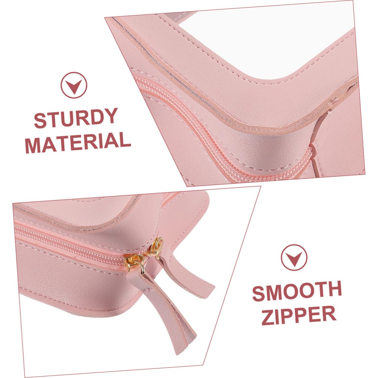 Neceser de Viaje de PVC Transparente Cremallera, 2 Piezas Rosa