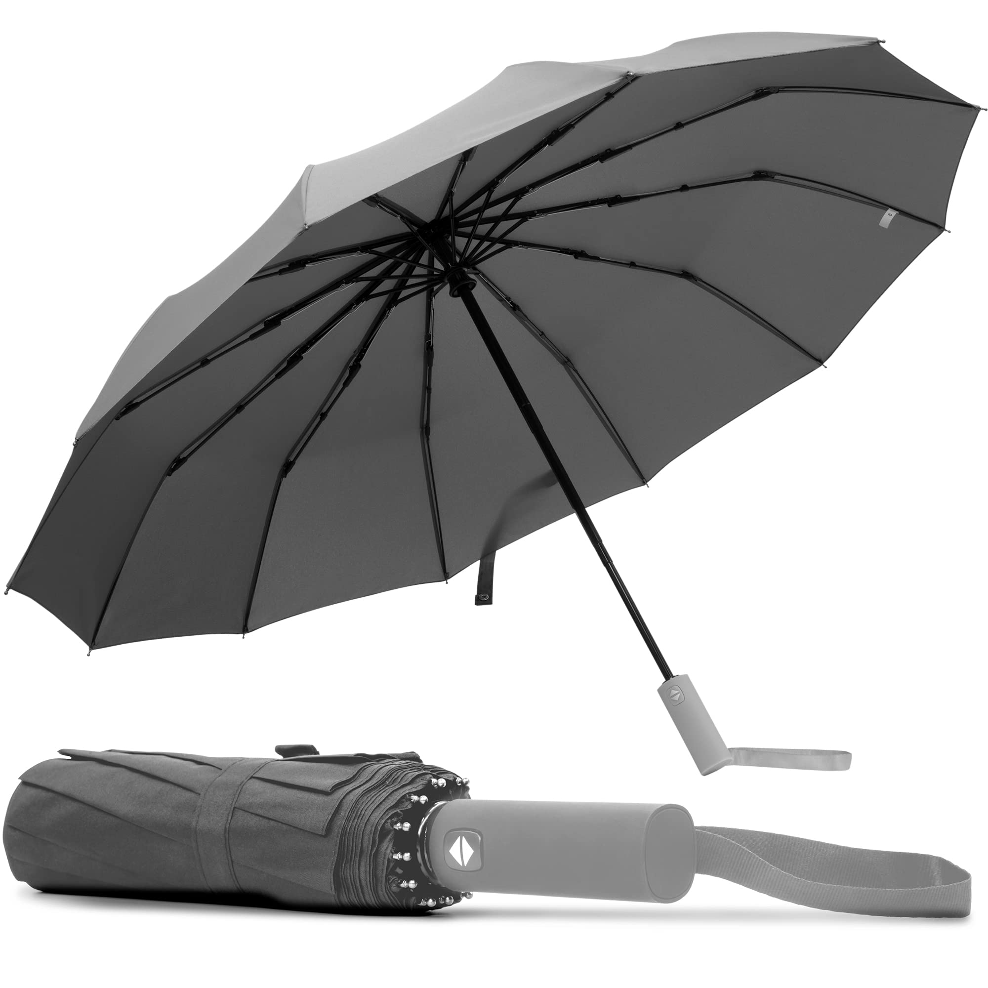 TANNESSWindproof Umbrella – 10-Rib Waterproof & Compact Umbrella with Automatic Open/Close Function and Ergonomic Handle – Folding Mini Umbrella - Strong Umbrellas for Wind and Rain