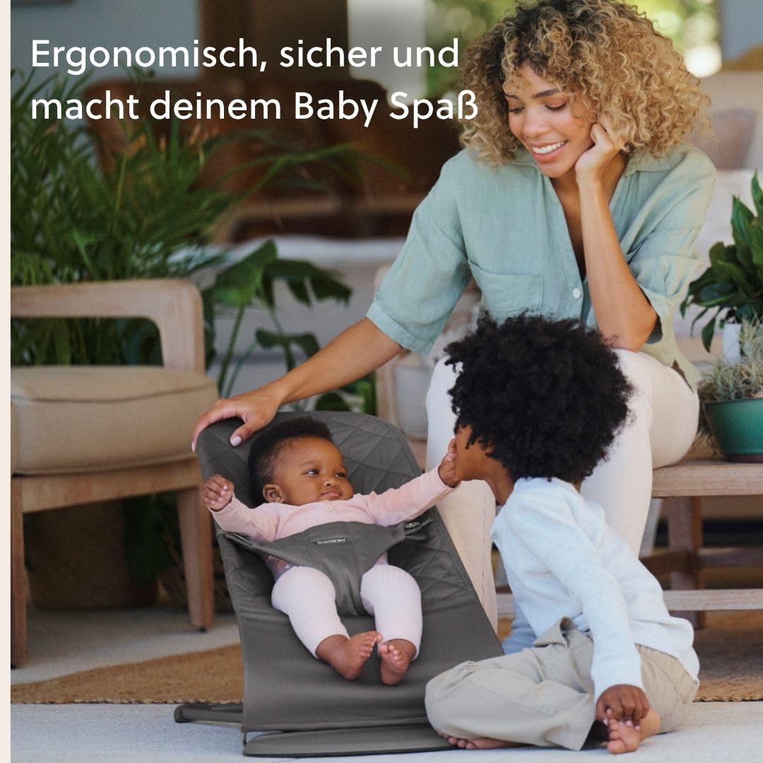 BabyBjörn Babywippe Bliss, Gewebt, Klassische Steppung, Anthrazitgrau