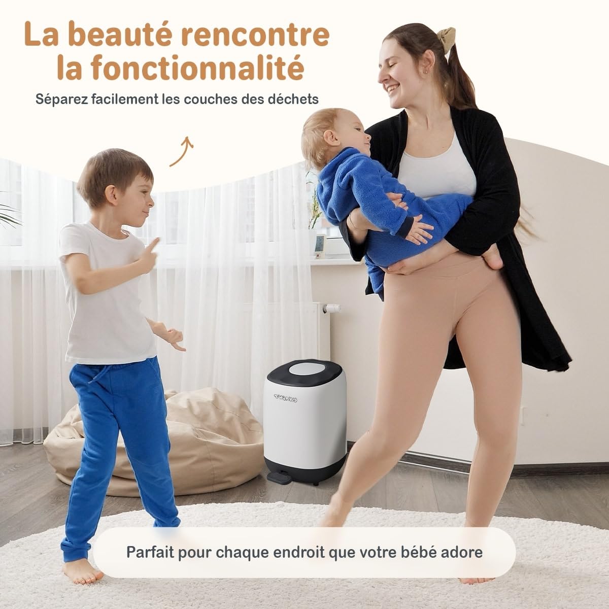Twinky Poubelle à Couches Bébé sans Cassette avec Couvercle Compact