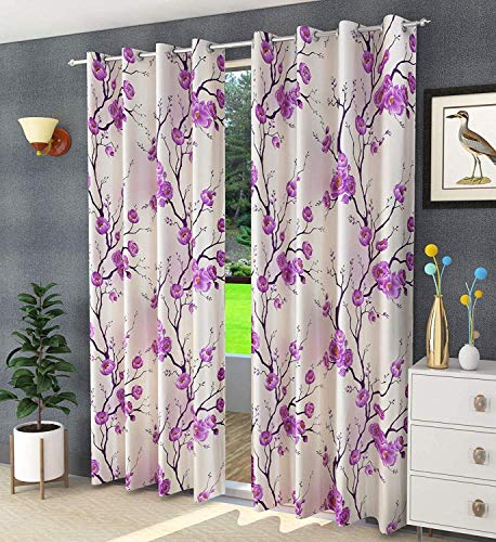 Image of Set of 2 Window Curtains-5 Feet, Purple