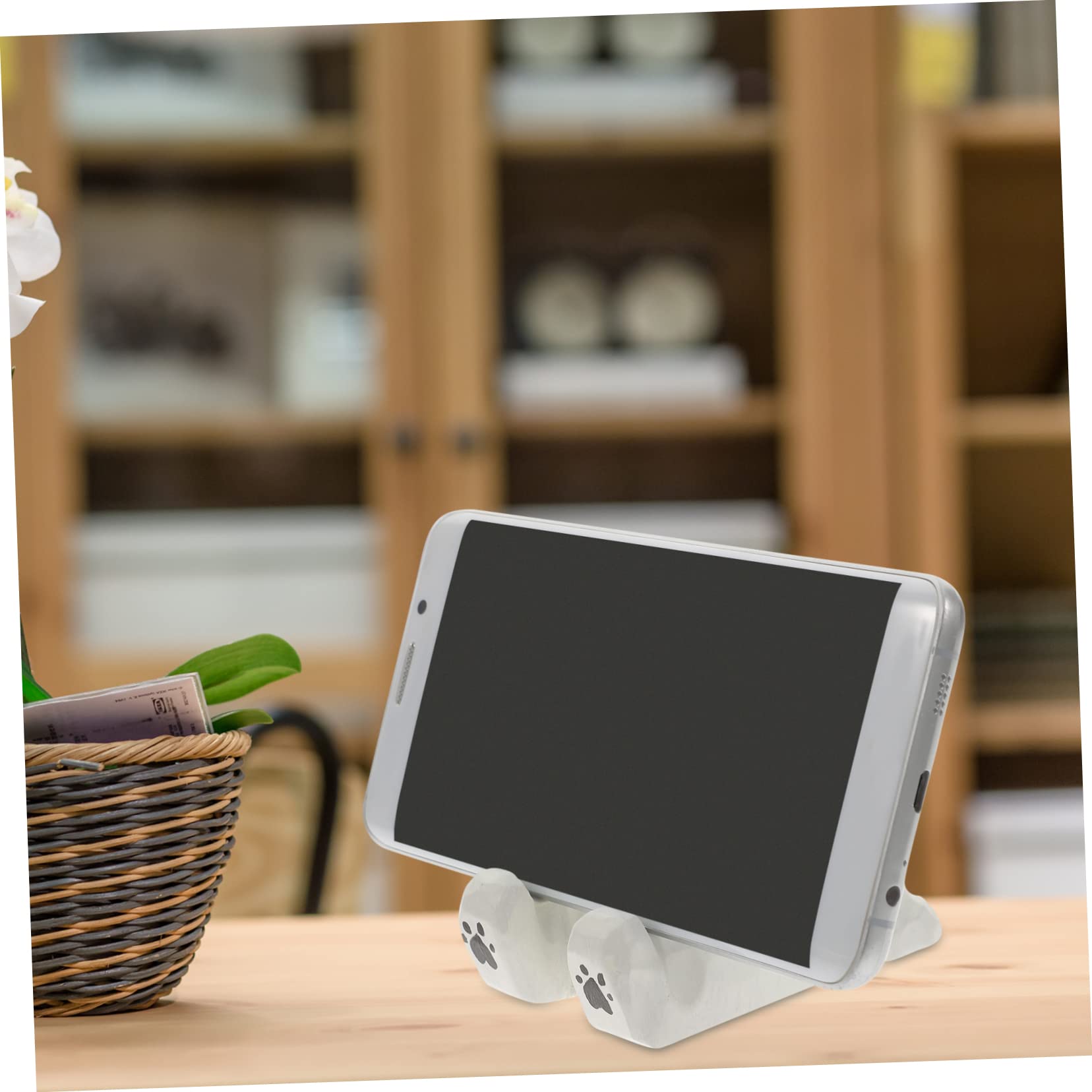 Housoutil 3 Soportes para Teléfono de Madera Maciza para Escritorio Oficina Y Hogar.