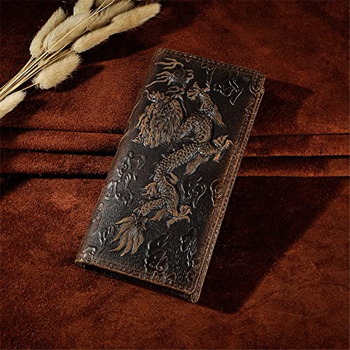 Embossed Men's Wallet Long Multi-Card Wallet Personalized Handmade Wallet Clutch Bag (Color : C, Size : 18 * 9 * 1cm)2