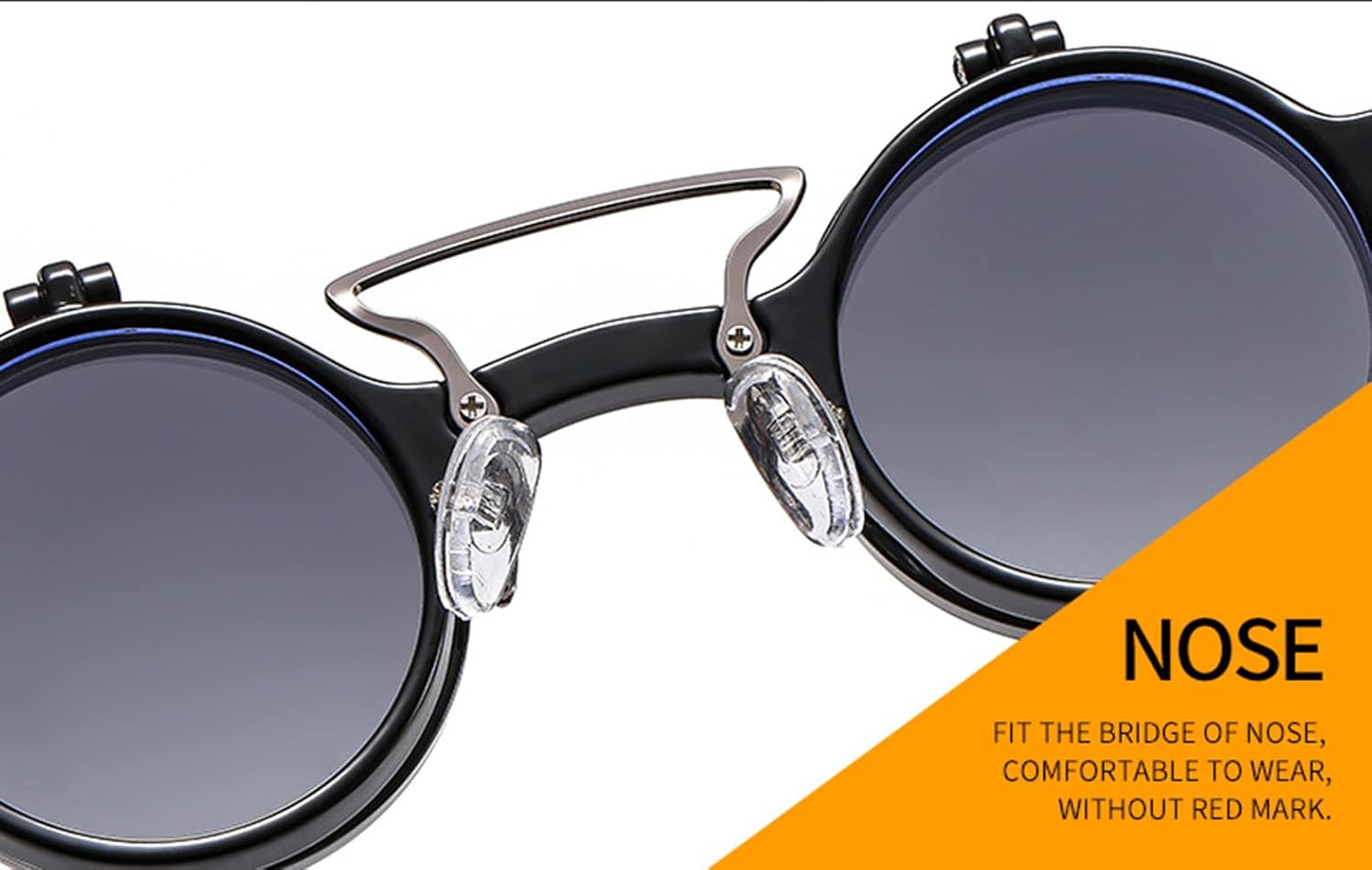 Retro Round Flip Up Sunglasses for Men Women Circle Glasses Vintage Steampunk Style - Image 7