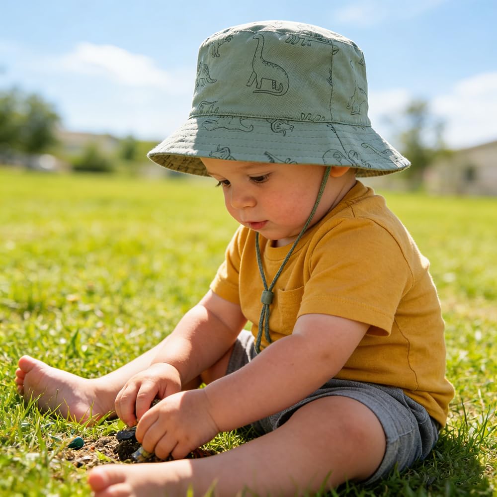 XIAOHAWANG Baby Boy Sun Hat Infant Toddler Dinosaur Bucket Hats Summer Baby Boys Beach Caps — view 6