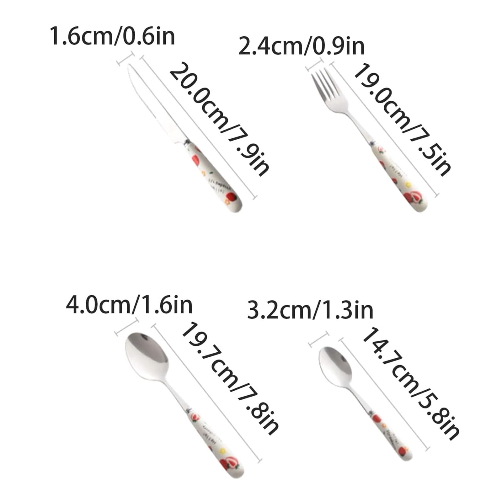 Ensemble de Couverts 2/4 pièces, Couteau, Fourchette, cuillère, Manche en céramique, Service de Table, fourchettes à dîner en Acier Inoxydable, Service d'argenterie Poli Miroir