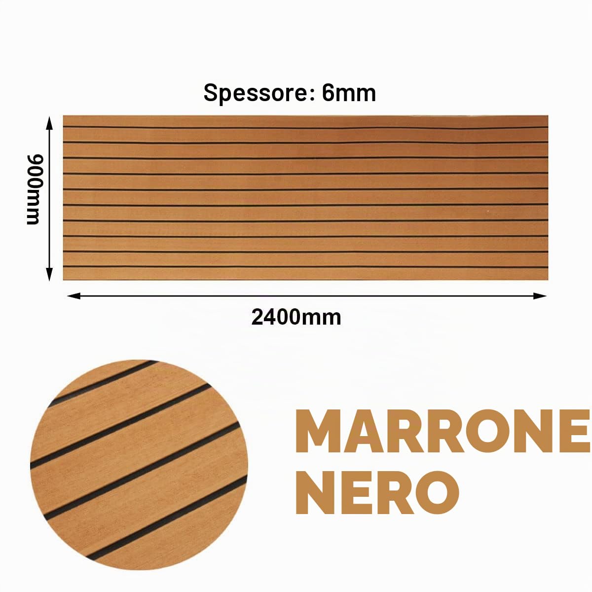 Schiuma Eva Tappetino Marino Barche in Teak Sintetico (240cm × 90cm), Tappetino Antiscivolo in Eva Adatto per la Decorazione di Barche, Marittimi, Kayak