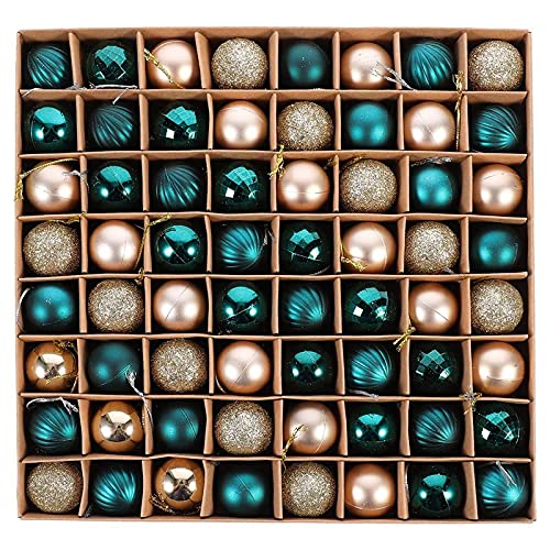 64 bolas de Navidad de 3 cm, bolas de decoración para árbol de Navidad, regalo para Navidad, boda, fiesta (color: azul)
