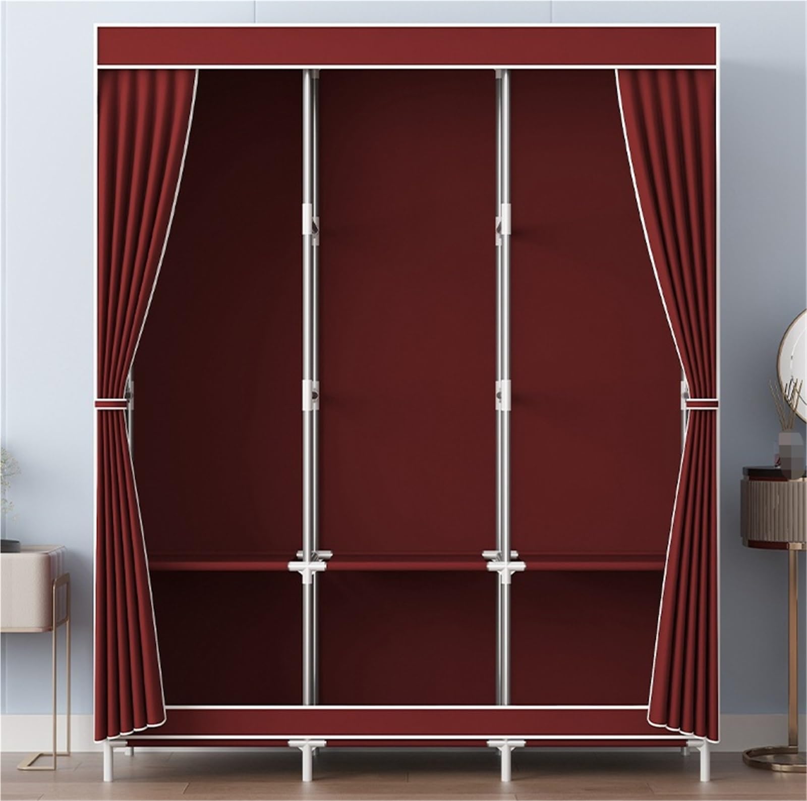 Wardrobe Closet Schrank Tragbarer Schrank, Kleiderschrank, Tragbare Schränke for Aufhängen Von Kleidung, Robust Und Stabil Closet Aufbewahrungsschrank(Purple)