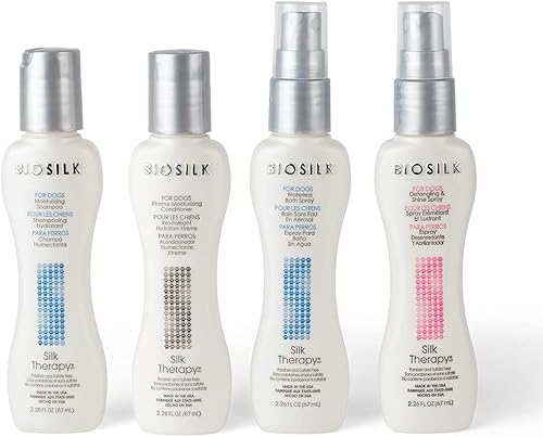 BioSilk Kit esencial de aseo para perros, kit de aseo para perros, incluye champú para perros, acondicionador para perros, spray para perros sin
