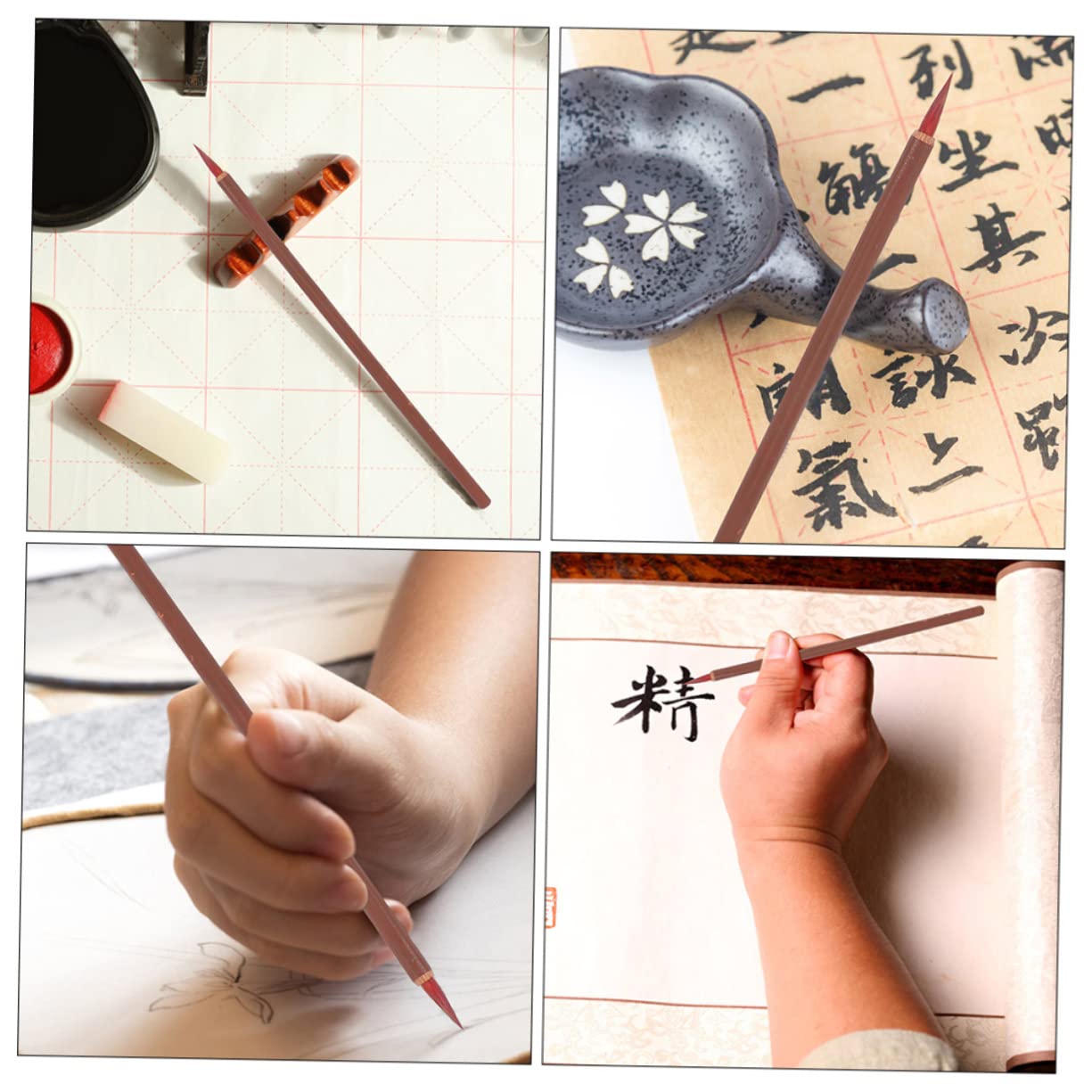 GANAZONO 6pcs Little Red Hair Brush Set Chinese Brush Calligraphy Pen for Writing Portable Painting Tool for Professionals Artists Students Beginners