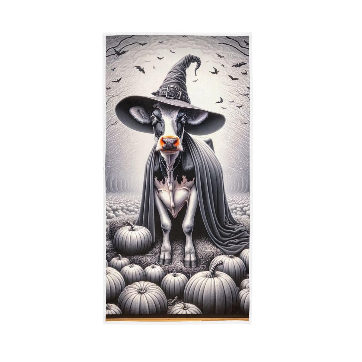 LSRCPD Halloween Cow is Dressed as Witch Bath Hand Towels for Bathroom, Hand Towel for Bathroom, Shower, Hotel, Spa 15 x 30 Inches