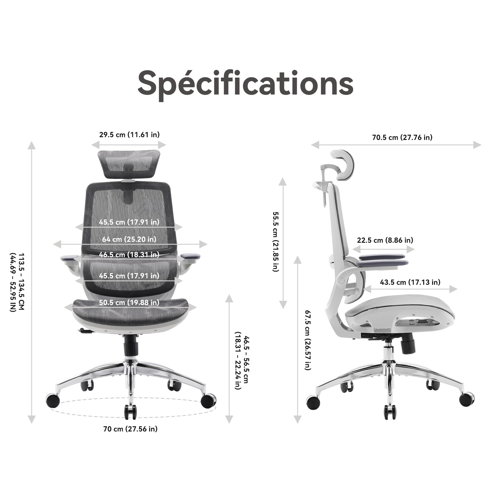 SIHOO M59AS Chaise de Bureau Ergonomique, avec accoudoirs 3D relevables, Double Dossier, Soutien Lombaire Dynamique adaptatif et Maille, idéale pour Le Bureau à Domicile.