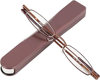 I-Mag Mini Metal Spring Hinge Slim Reading Glasses with Hard Case (brown, 1.00)