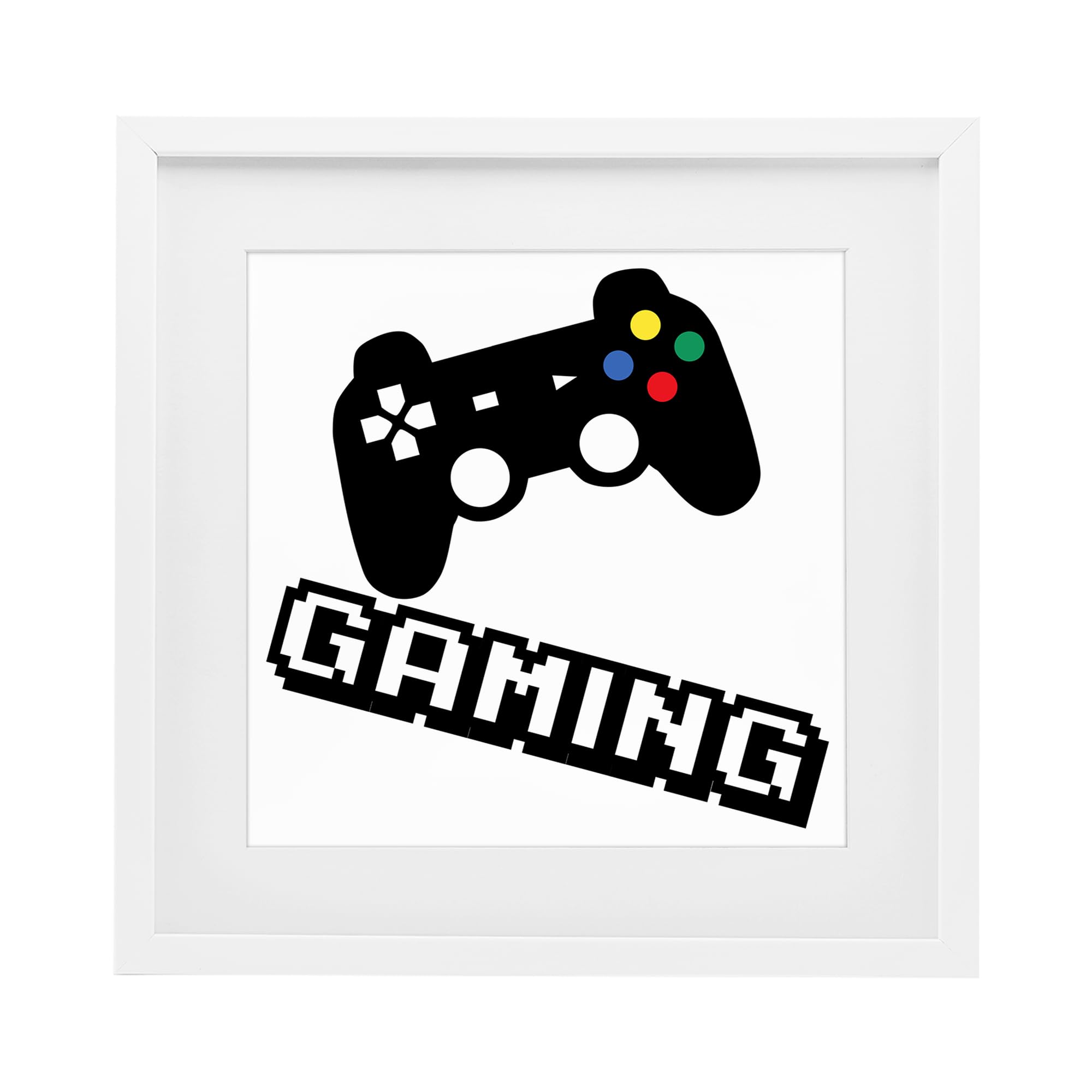 Stupell Industries Coastal White (Textured) 'Playful Pixel Gaming'| Framed Print Under Glass