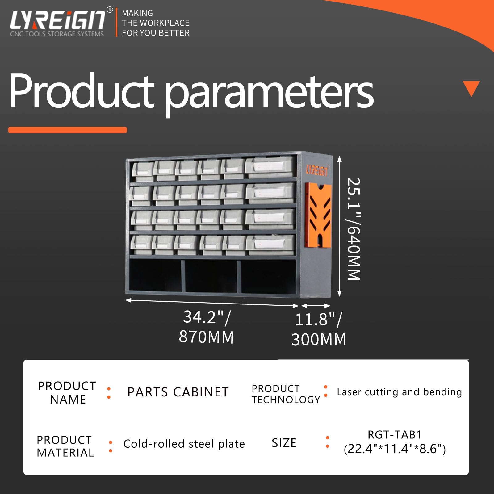 LYREIGN CNC Tools Consumables Parts Divider Cabinet, CNC Tools Consumables Storage Parts Screw Cabinet, Drawer Type Classification Management Rack for Garage Warehouse Repair Shop