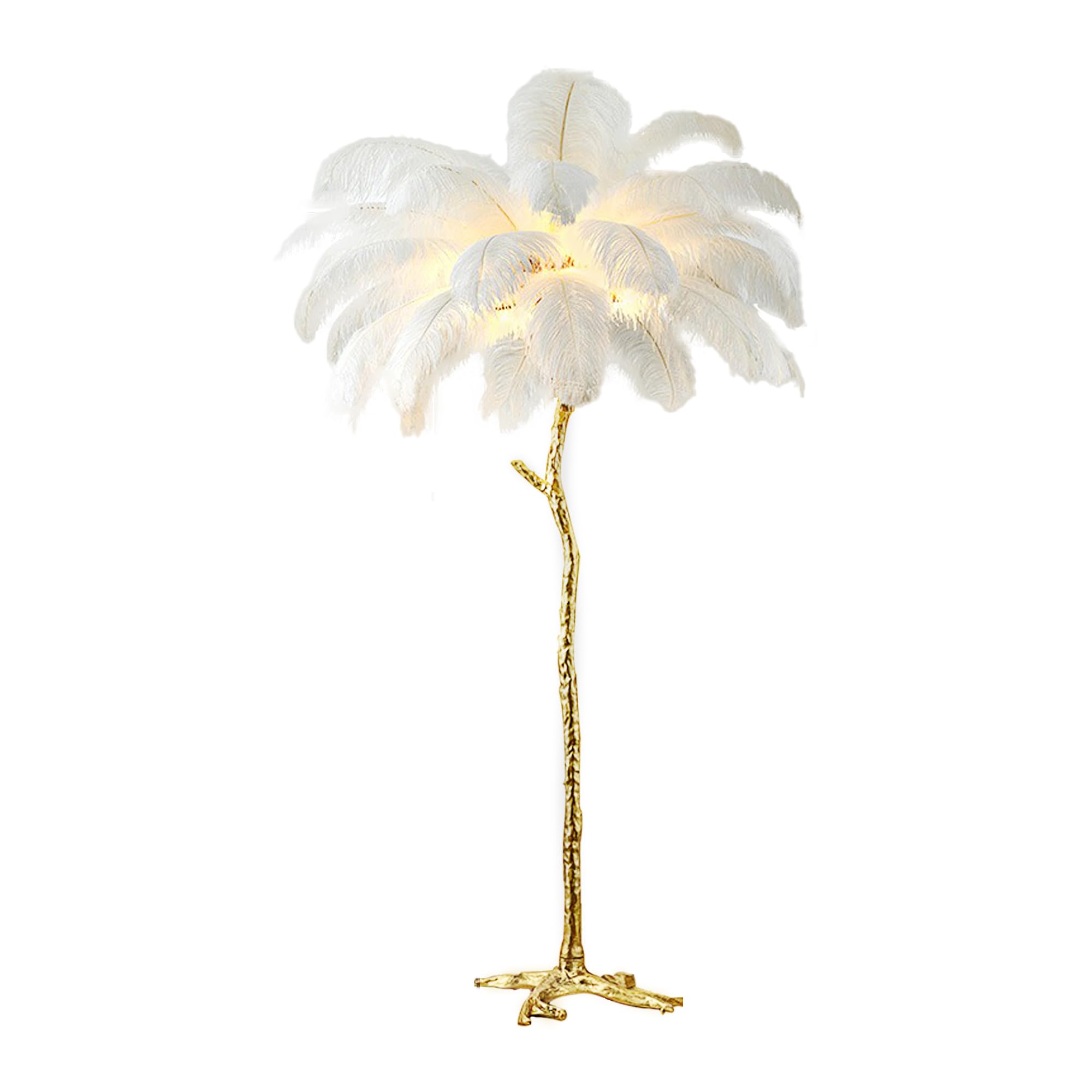 Romantic Ostrich Feather Floor Lamp Luxury Resin Ostrich Feather LED Modern LED Dimmable Standing Lamp Living Room Bedroom Corner Decoration Floor lamp Gold