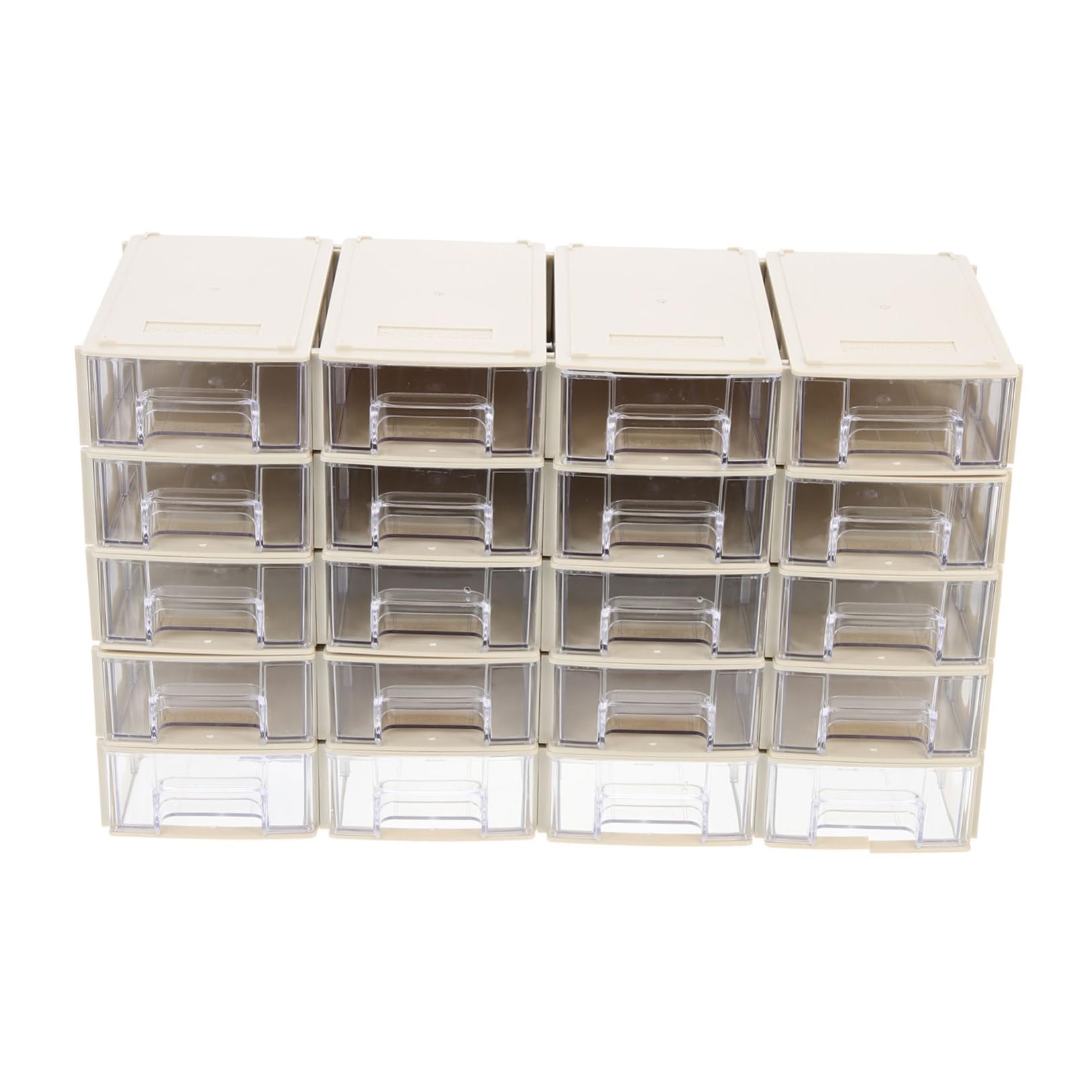 Scatola Porta Oggetti Plastica a Cassetti 20 Set Beige Hips | Divisori Inclusi, Spazio Interno Personalizzabile, per Componenti Elettronici e Bottoni