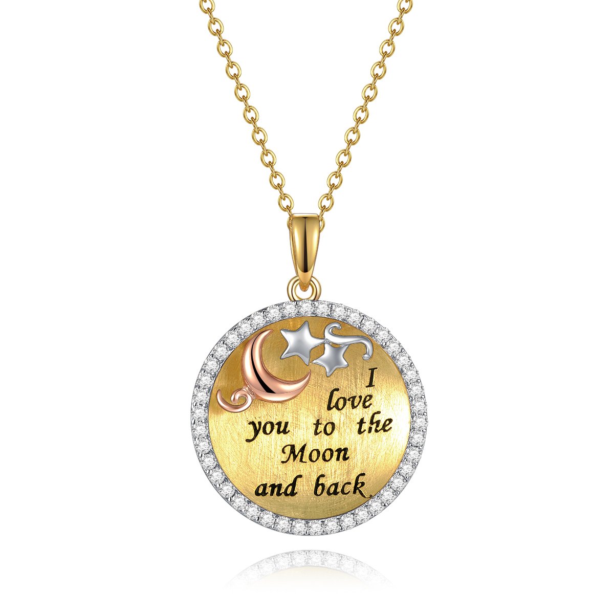I Love You to The Moon and Back 18K Gold Plated Sterling Silver Heart Pendant Necklace Inspirational Necklace Valentine's Day Gifts For Her Anniversary Gifts for Her Gifts for Wife Girlfriend