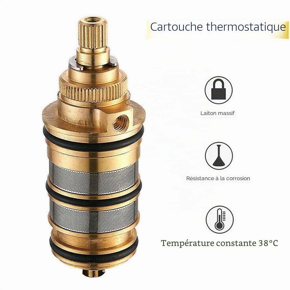 ZYWUOY Cartouche thermostatique de rechange en laiton - Kit de réparation pour robinet de douche - Robinet de douche - Kit de réparation de poignée de robinet de douche