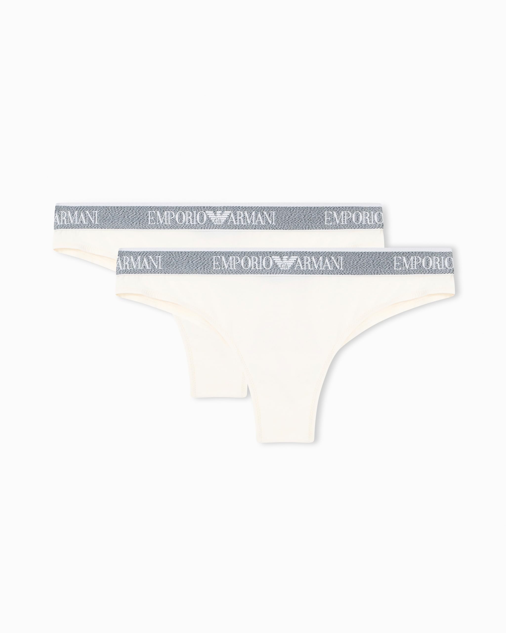 Emporio Armani Woman's Iconic Logoband 2-Pack Brazilian White M