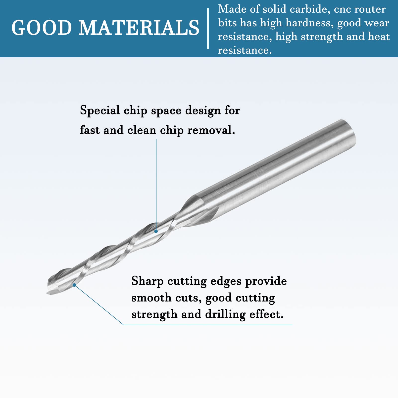 Fresa CNC In Carburo Solido 3.175mm - Punta Spirale 2x22mm Per Legno E Resina