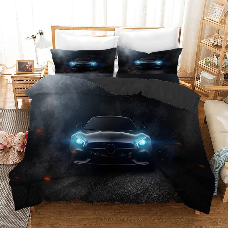Housse couette 140x200 voiture grise microfibre douce contre plis