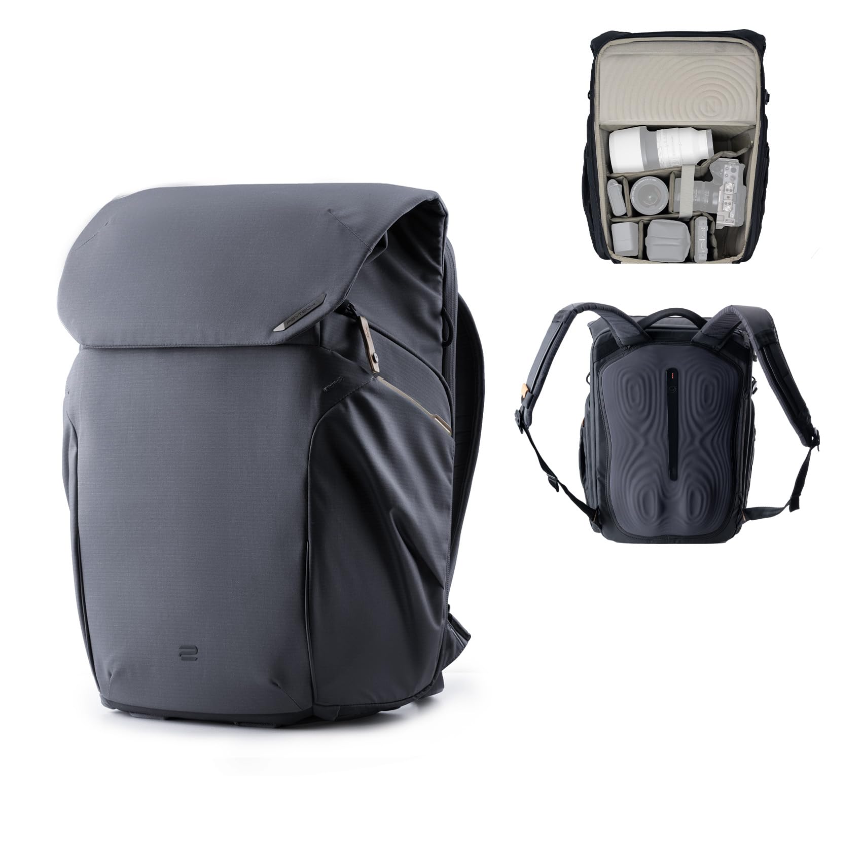 PGYTECH OneGo 2 Kamerarucksack 20L mit Laptop/iPad-Fach Wasserdichter Kamerarucksack für urbane & Reisefotografie – kompatibel mit Sony/Canon/Nikon/DSLR/SLR spiegellosen Kameras, Matt Schwarz