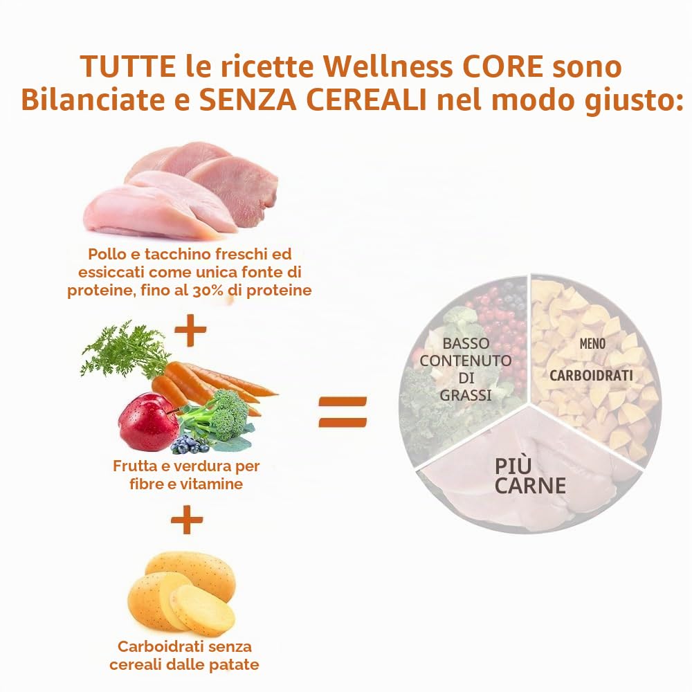 Wellness CORE Cucciolo 10 kg, Pollo & Tacchino – Crocchette Per Cani | Per Cuccioli Piccoli & Medi, Senza cereali, Naturale, Ipoallergenico, Ricco di Proteine e Carne,per Occhi e Cervello