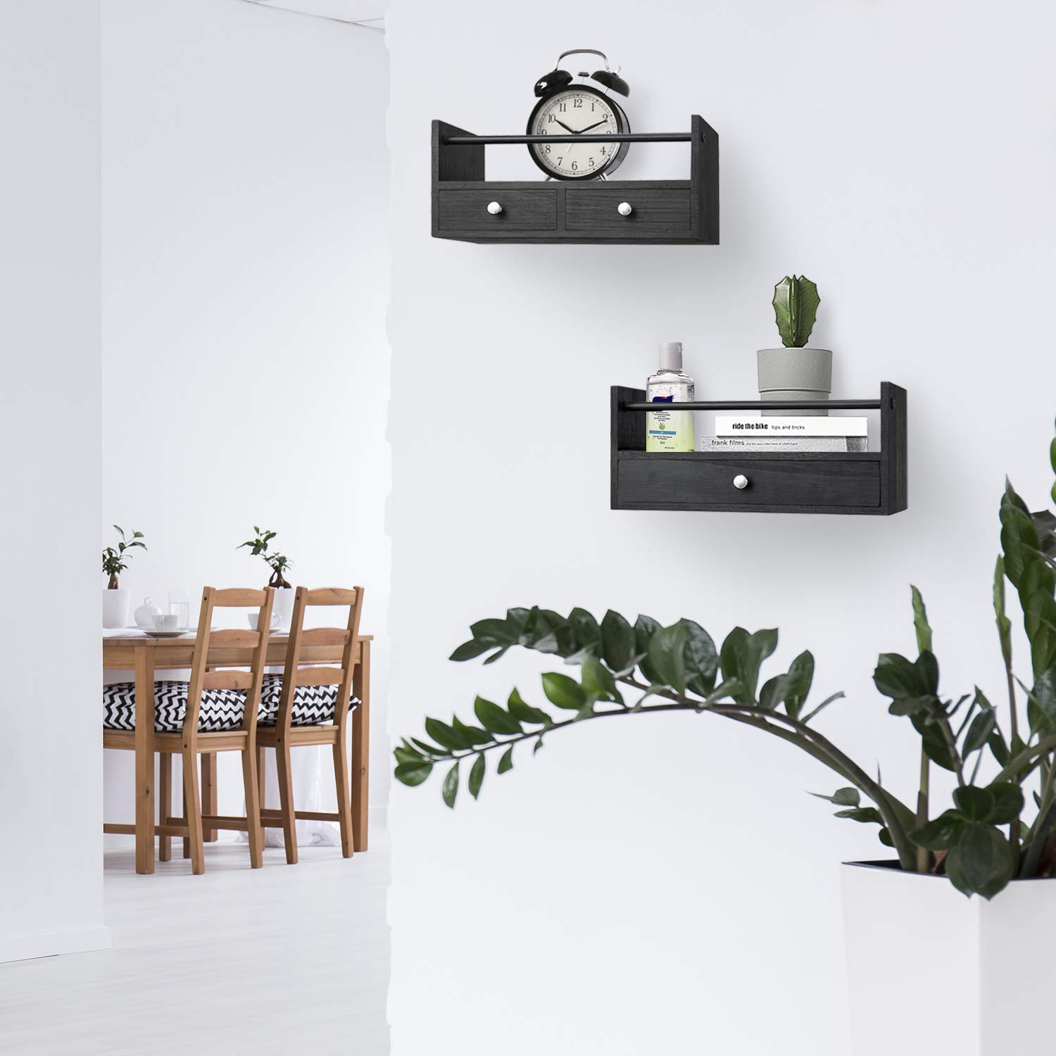 Y&ME YM Bathroom Shelf with Drawers Set of 2, Floating Nightstands for