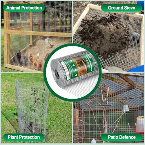 Ezkamfort Wühlmausgitter-90cm Höhe x 10m Länge Rolle, Verzinkt Drahtgitter, Maschenweite 6.3x6.3mm, Metallgitter Als Volierendraht, Kaninchendraht, Drahtgitter Feinmaschig für Hochbeet Im Garten
