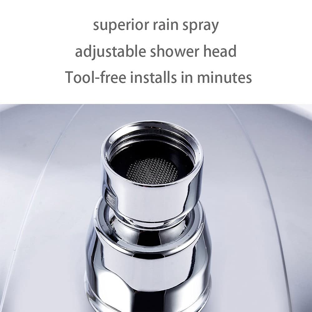Shower Head Doccette, Soffione Doccia Fisso ad Alta Pressione con Getto Forte, Contro Alimentazione idrica a Bassa Pressione, Finitura cromata Lucida, Soffione Doccia Rotondo, Sfera in Gel Regolabile