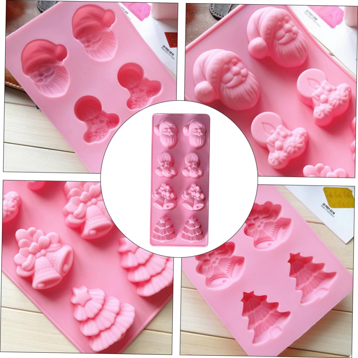 Didiseaon 3 Piezas Temáticas Para Hornear Fondant Pudín Jabón Marco Molde Forma Alrededor Vela Hielo Chocolate Jingle Dibujos Animados Navidad Año Y Sartenes Molde Cráneo De